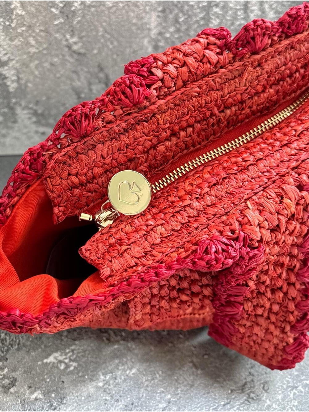 Kate Spade x Target Raffia Orange/Red Tote Bag NWT - Picture 6 of 6